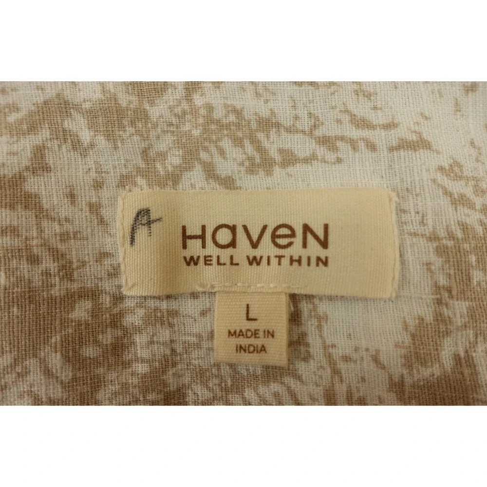 Haven Womens Large Organic Cotton Linen Serene Botanicals Short Sleeve Sleep Top